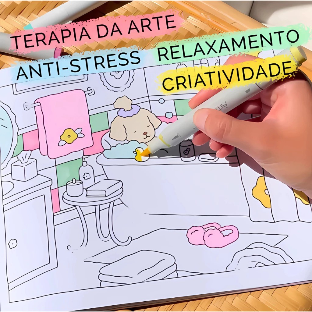 Colorar Caderno kit+marcador de múltiplas cores 24-36-48-60-80 cores, 50 páginas de desenho